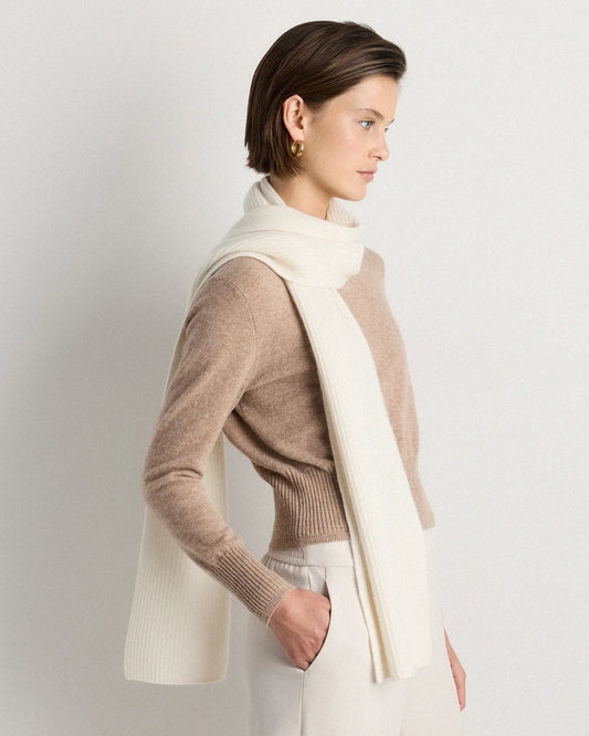 Mongolian Cashmere Ribbed Scarf - US 0802