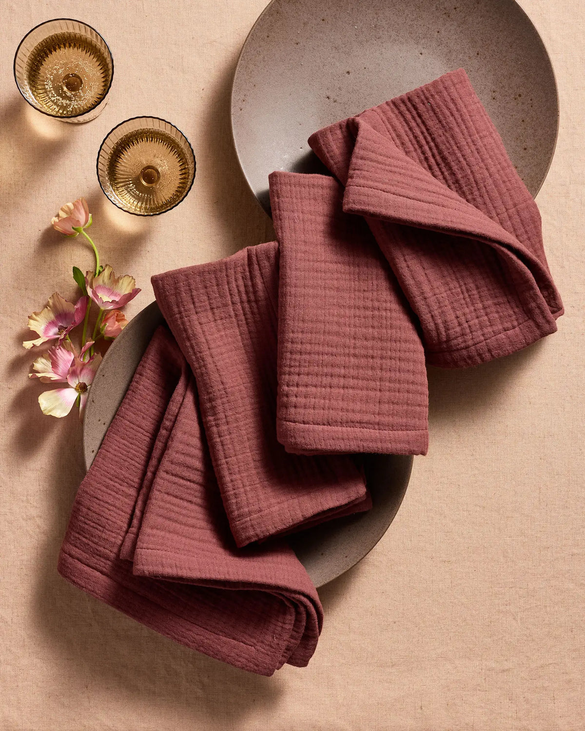 Organic Cotton Gauze Napkins, Set of 4 - US 8457