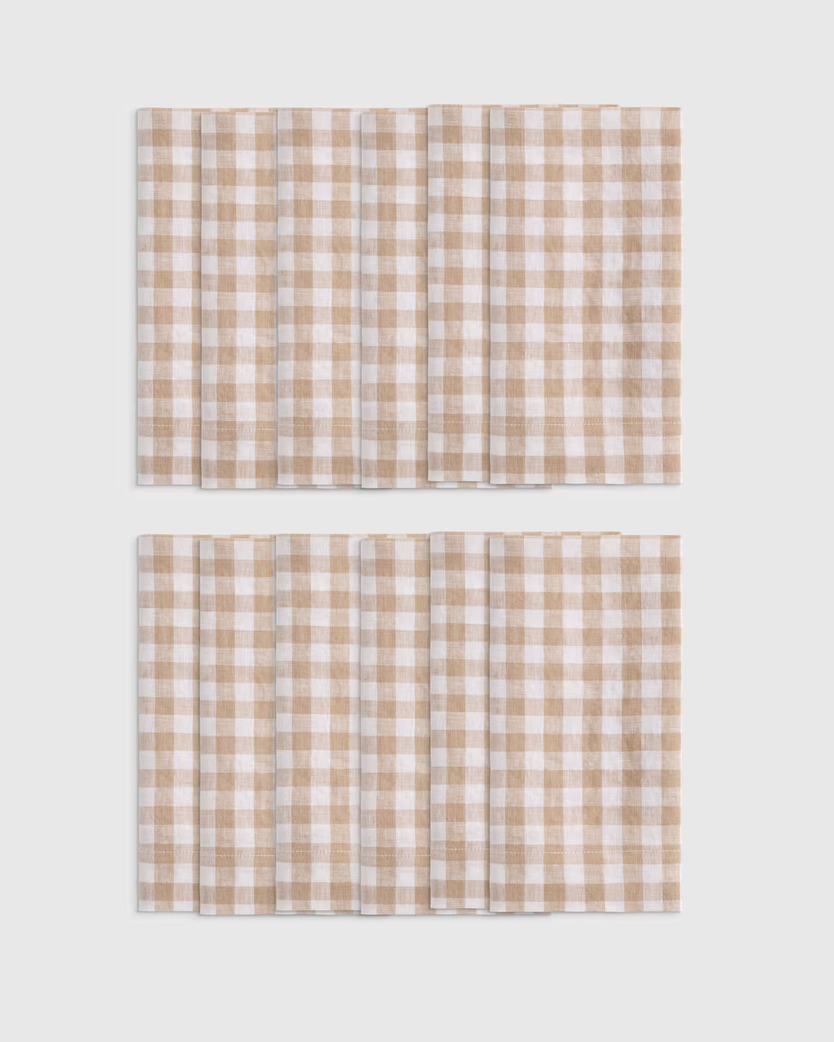 European Linen Wide-Hem Gingham Napkins, Set of 12 - US 2688