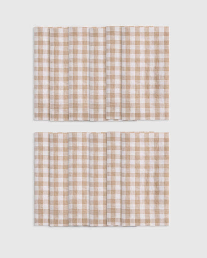 European Linen Wide-Hem Gingham Napkins, Set of 12 - US 2688