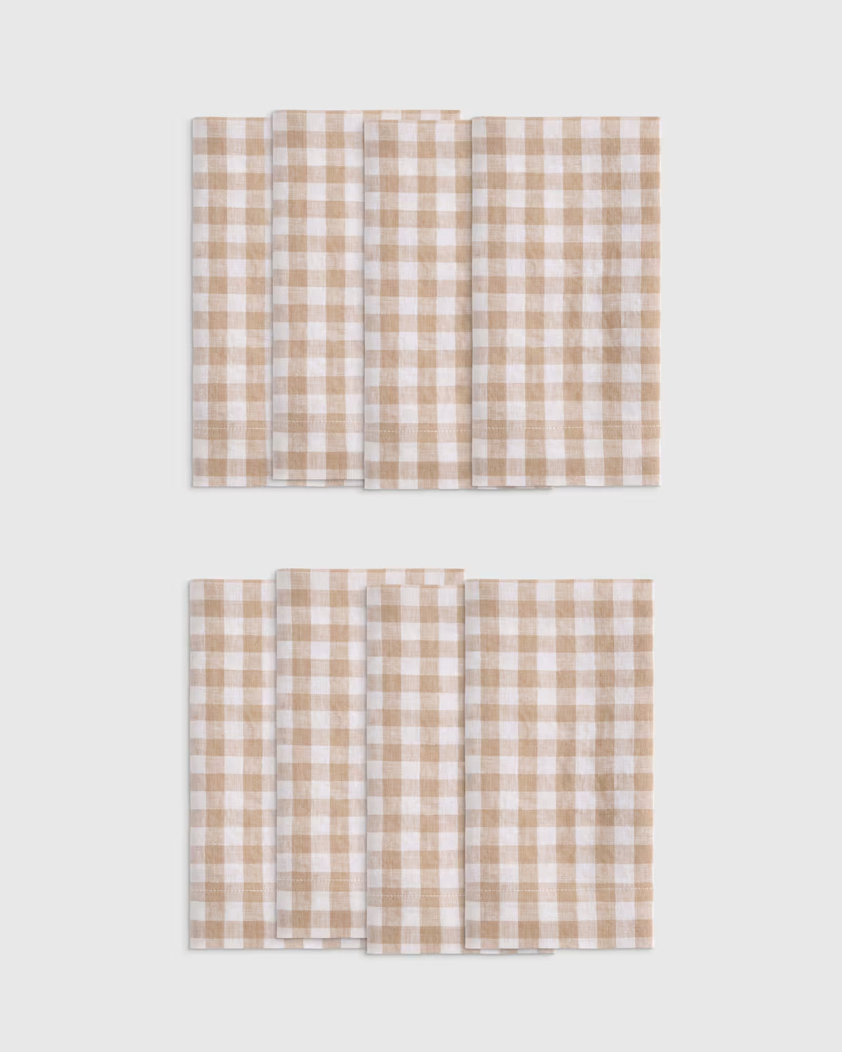 European Linen Wide-Hem Gingham Napkins, Set of 8 - US 4874