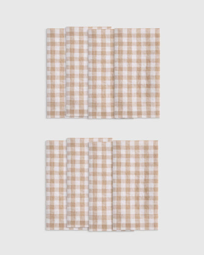 European Linen Wide-Hem Gingham Napkins, Set of 8 - US 4874
