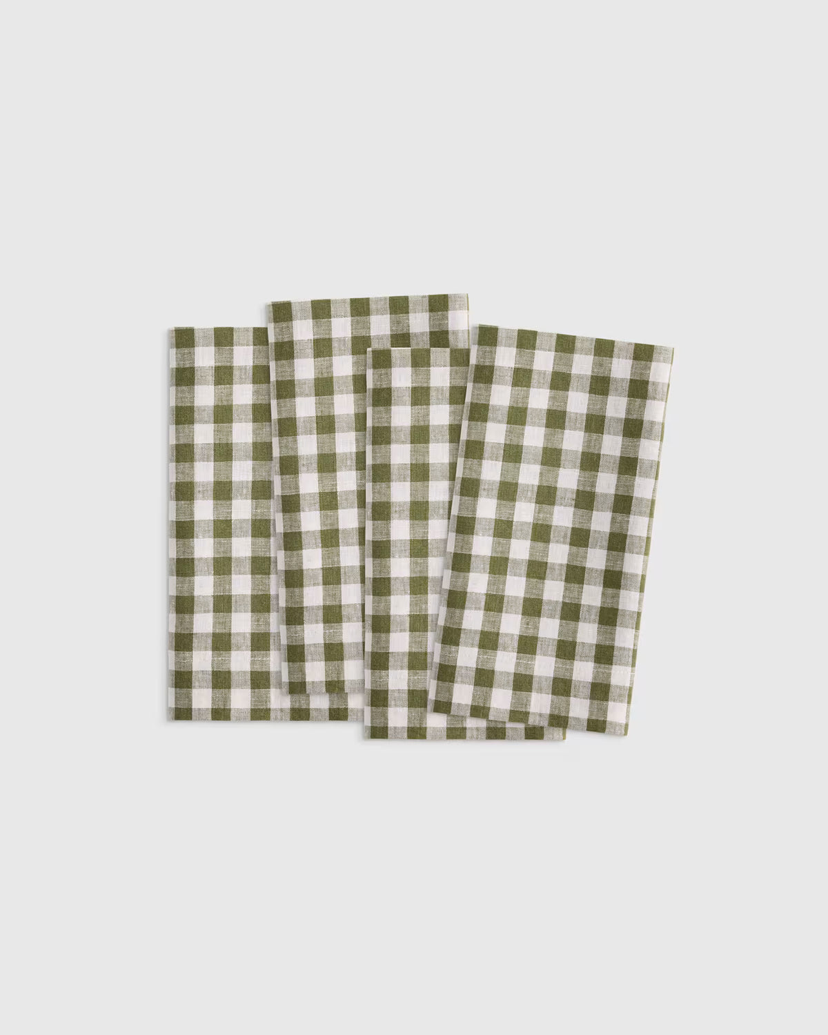 European Linen Wide-Hem Gingham Napkins, Set of 4 - US 5889