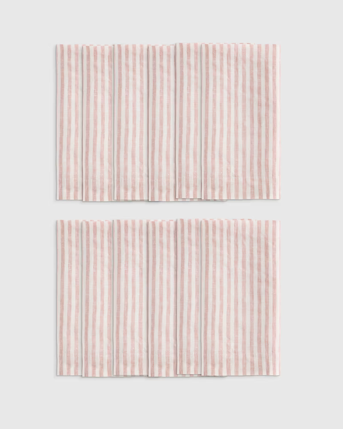 European Linen Wide-Hem Stripe Napkins, Set of 12 - US 2251