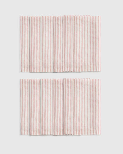 European Linen Wide-Hem Stripe Napkins, Set of 12 - US 2251