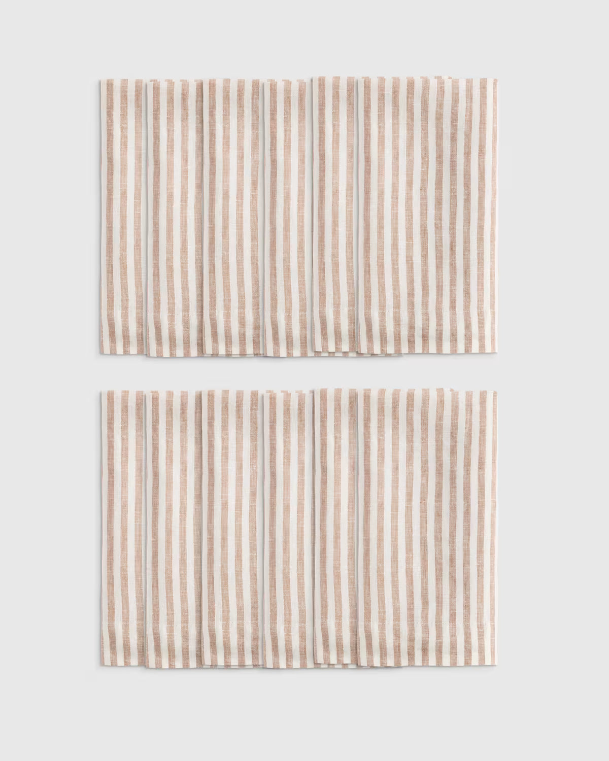 European Linen Wide-Hem Stripe Napkins, Set of 12 - US 6986