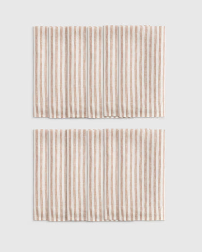 European Linen Wide-Hem Stripe Napkins, Set of 12 - US 6986