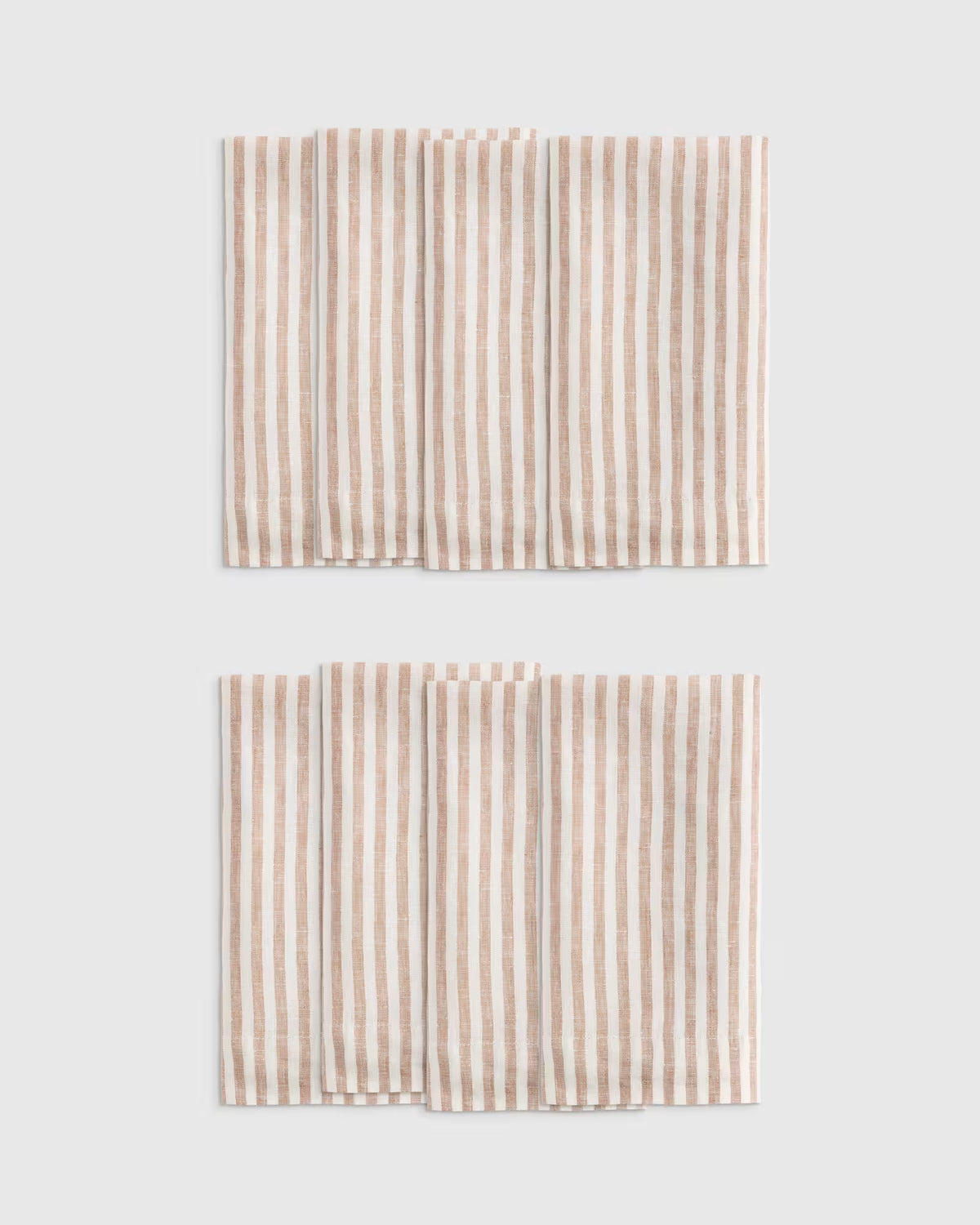 European Linen Wide-Hem Stripe Napkins, Set of 8 - US 1180