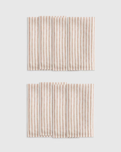 European Linen Wide-Hem Stripe Napkins, Set of 8 - US 1180