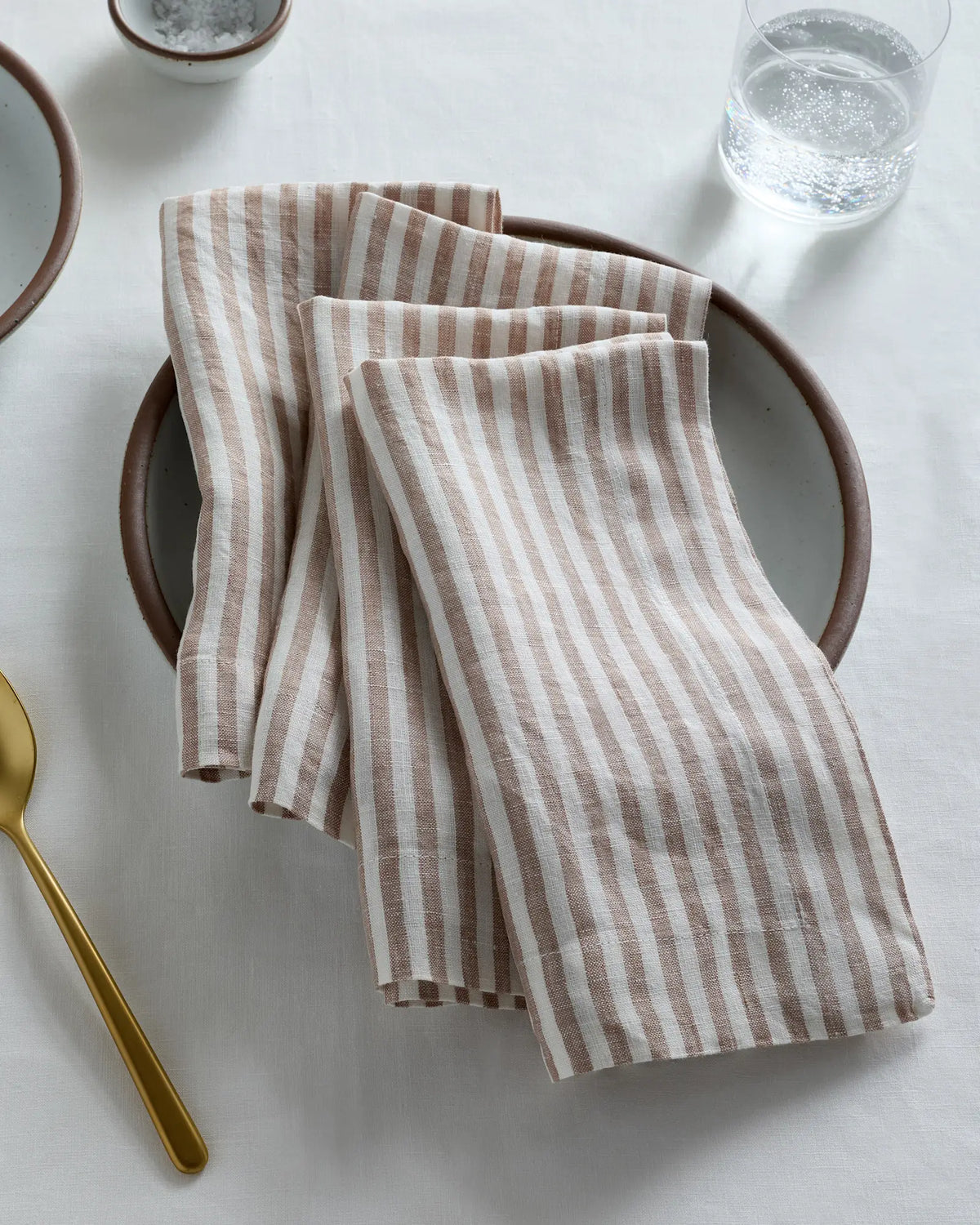 European Linen Wide-Hem Stripe Napkins, Set of 12 - US 6986