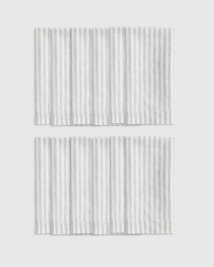 European Linen Wide-Hem Stripe Napkins, Set of 12 - US 8539