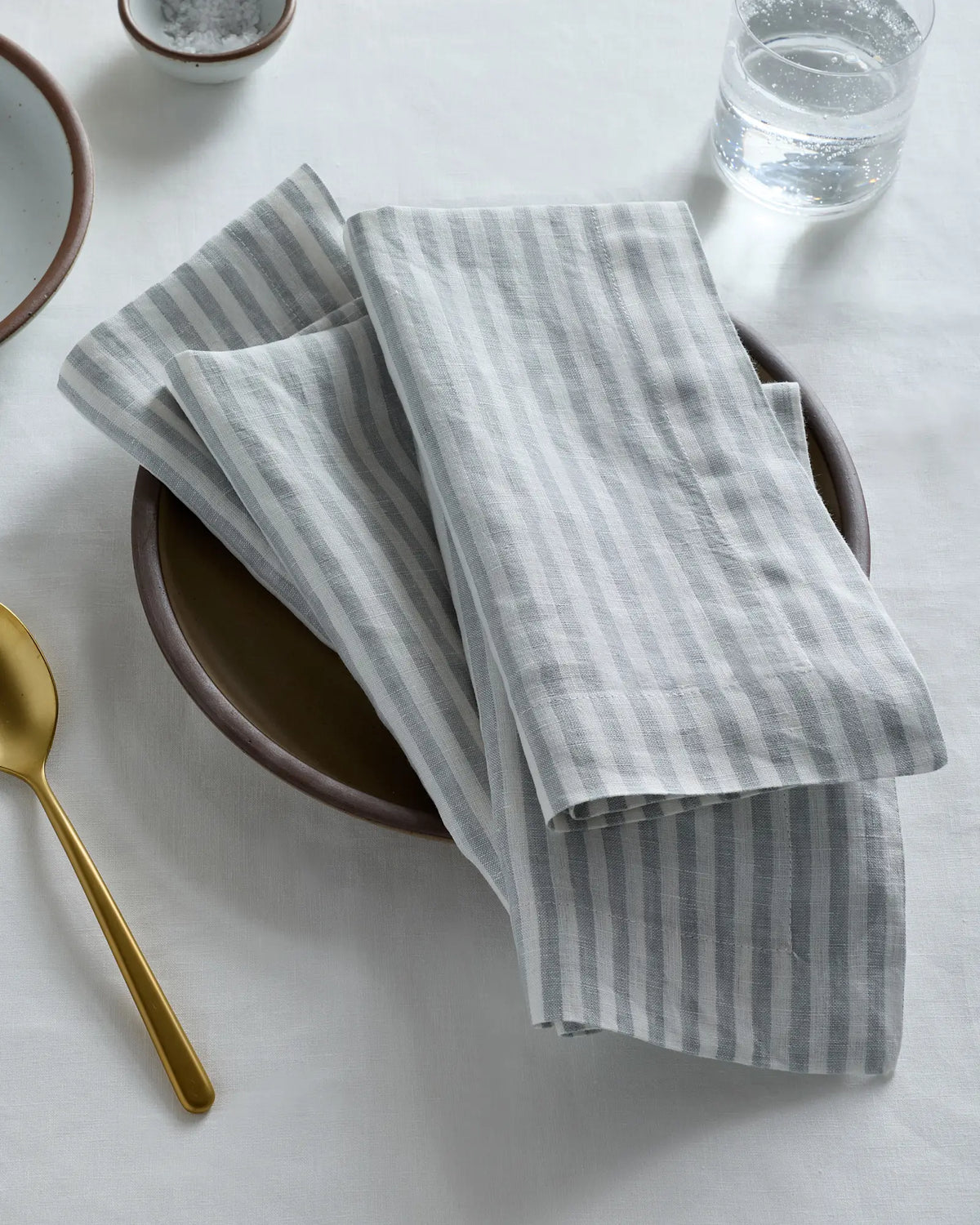 European Linen Wide-Hem Stripe Napkins, Set of 12 - US 8539