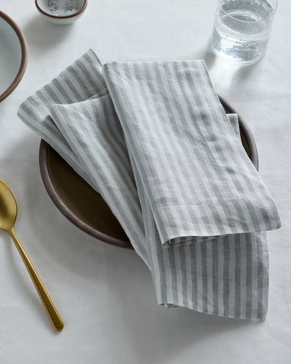 European Linen Wide-Hem Stripe Napkins, Set of 12 - US 8539
