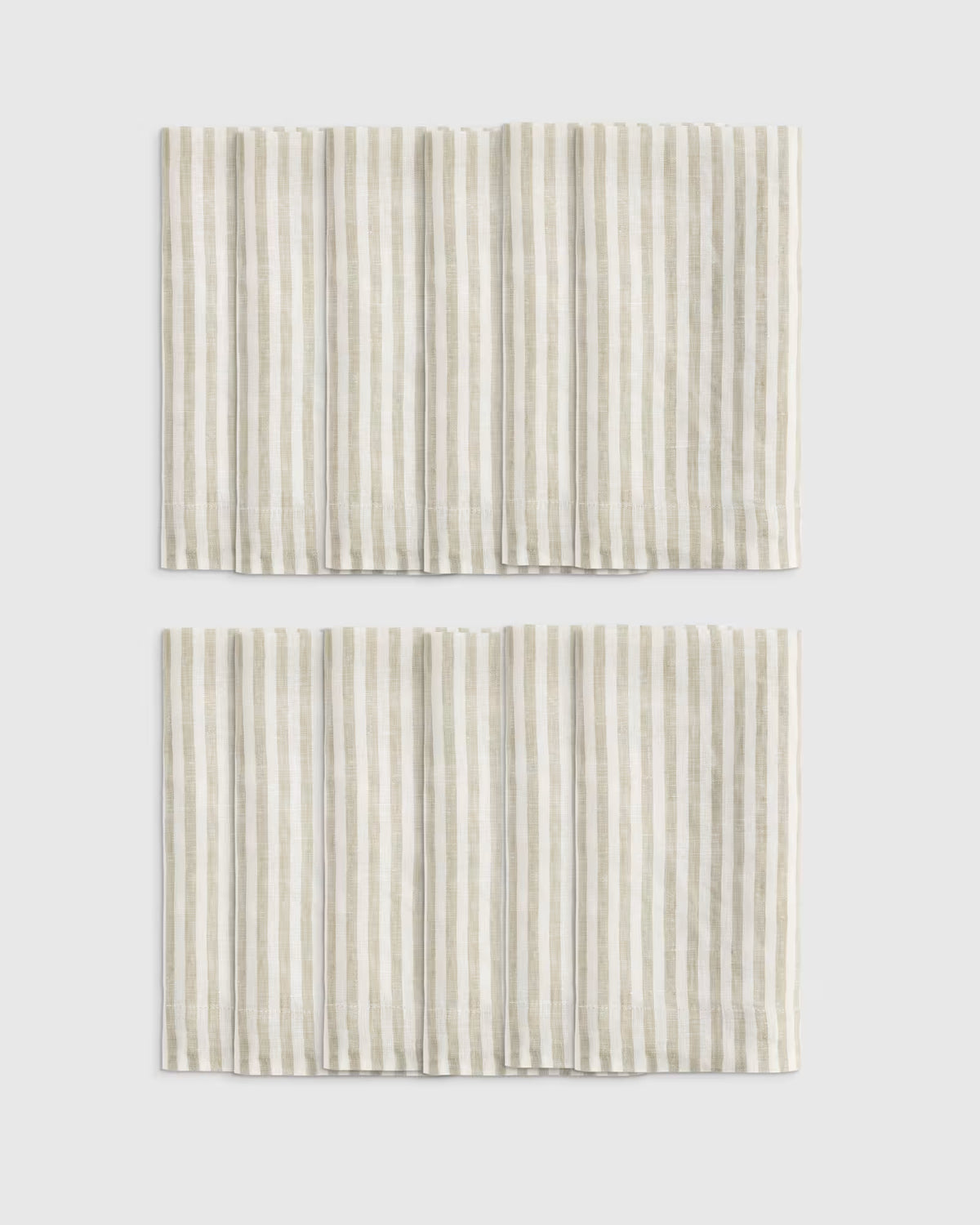European Linen Wide-Hem Stripe Napkins, Set of 12 - US 1384