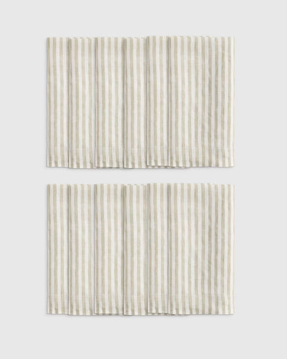 European Linen Wide-Hem Stripe Napkins, Set of 12 - US 1384