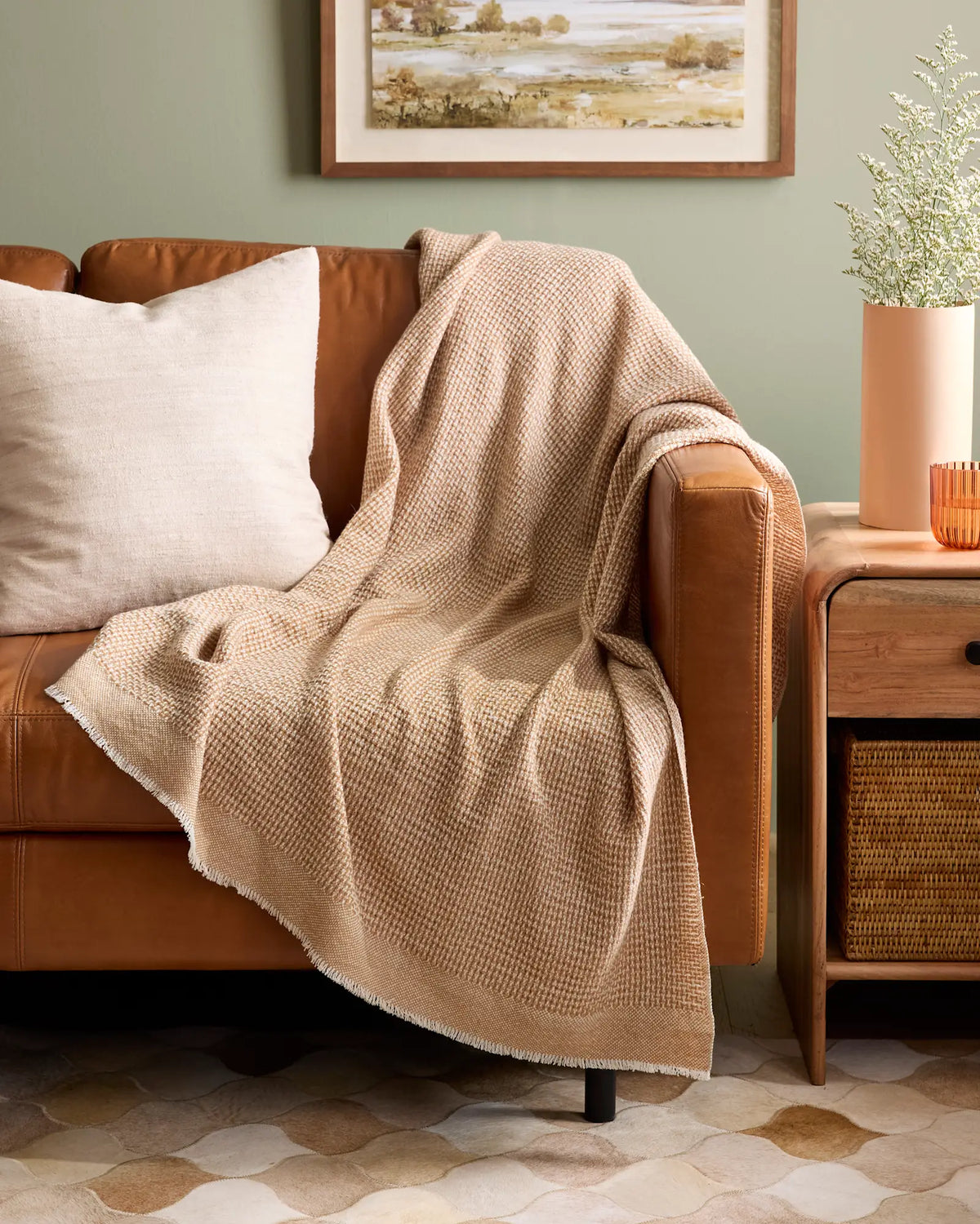 Lightweight Cashmere Wool Patterned Throw - US 6048