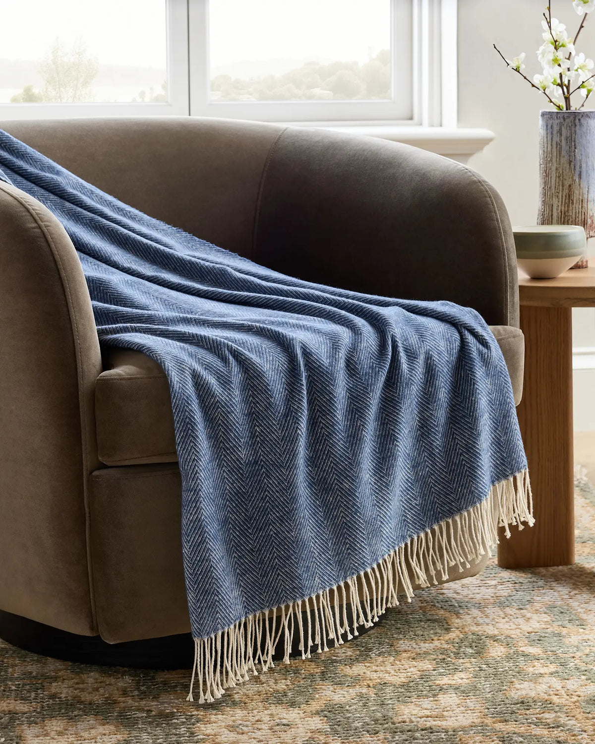 Lightweight Italian Cotton Herringbone Throw - US 0420