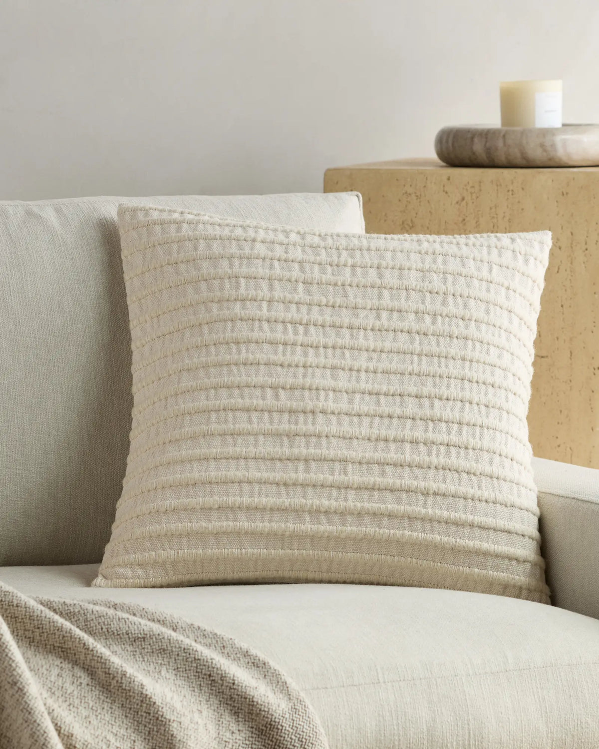 Ribbed Wool Cotton Pillow Cover - US 2245