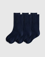 Merino Cashmere Blend Ribbed Crew Sock (3-Pack) - US 0461