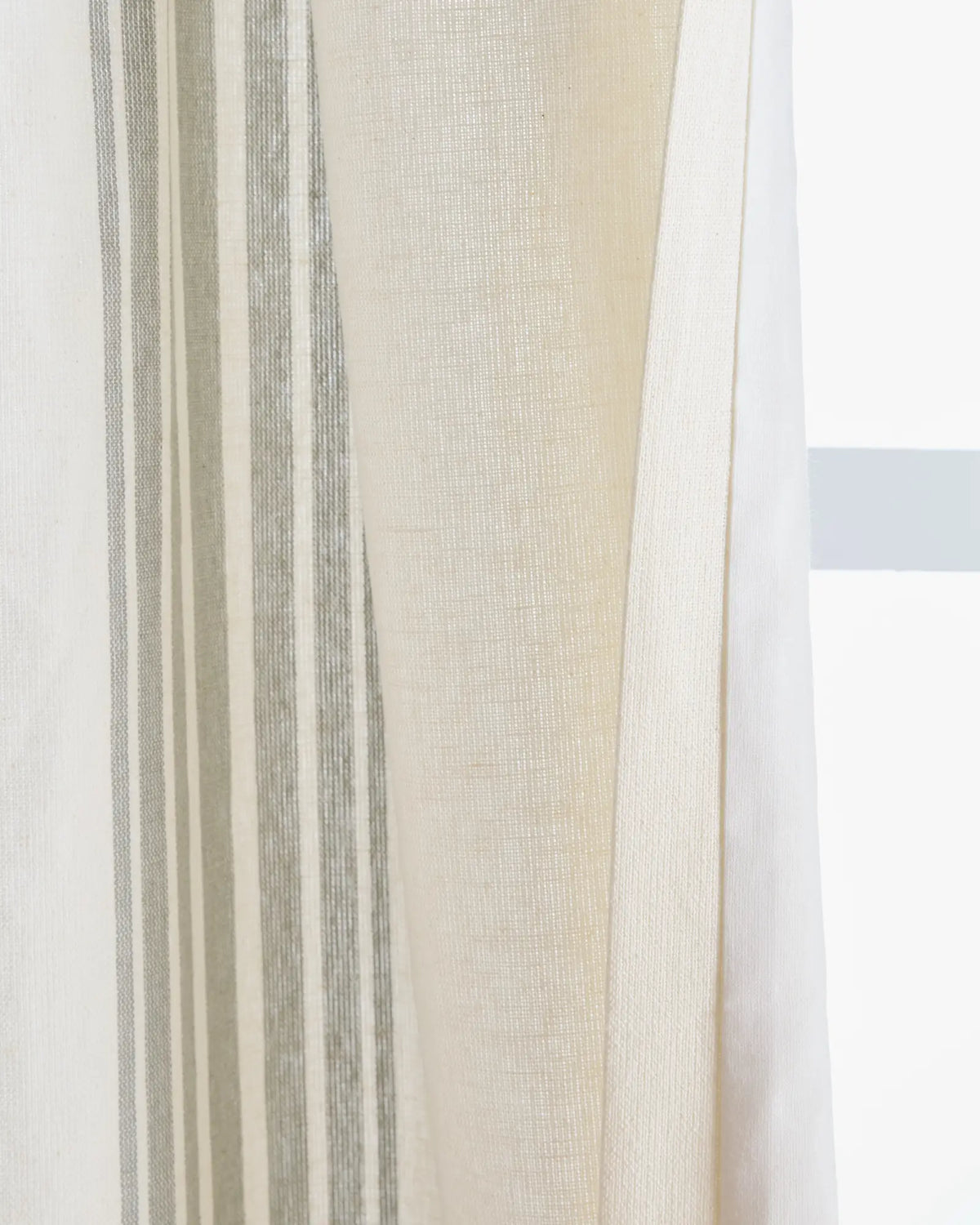 Coastal Stripe Linen Cotton Curtain - Single Panel - US 4865