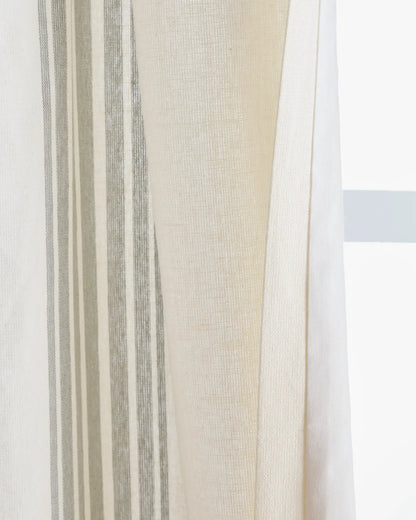 Coastal Stripe Linen Cotton Curtain - Single Panel - US 4865