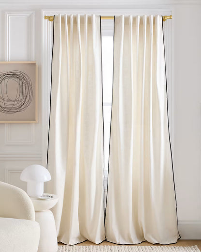 Piped Edge Cotton Curtain - Single Panel - US 2374