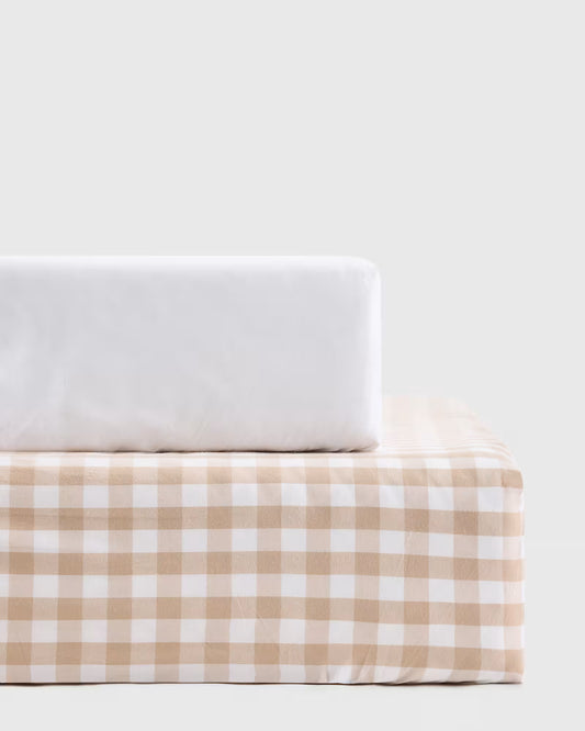 Organic Percale Gingham Crib Sheet 2-Pack - US 9662