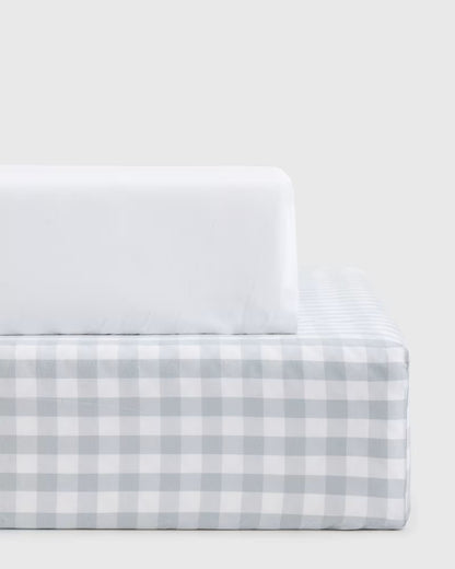 Organic Percale Gingham Crib Sheet 2-Pack - US 3614