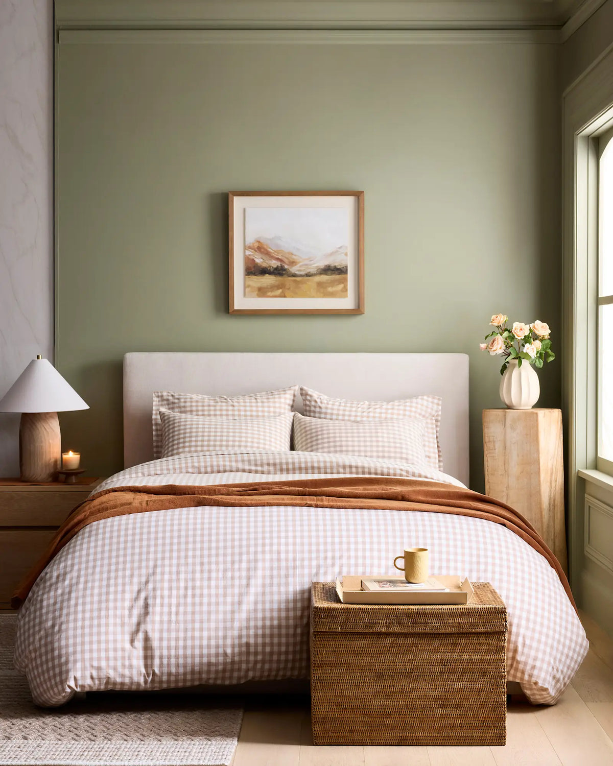 Organic Crisp Percale Gingham Duvet Cover - US 6134