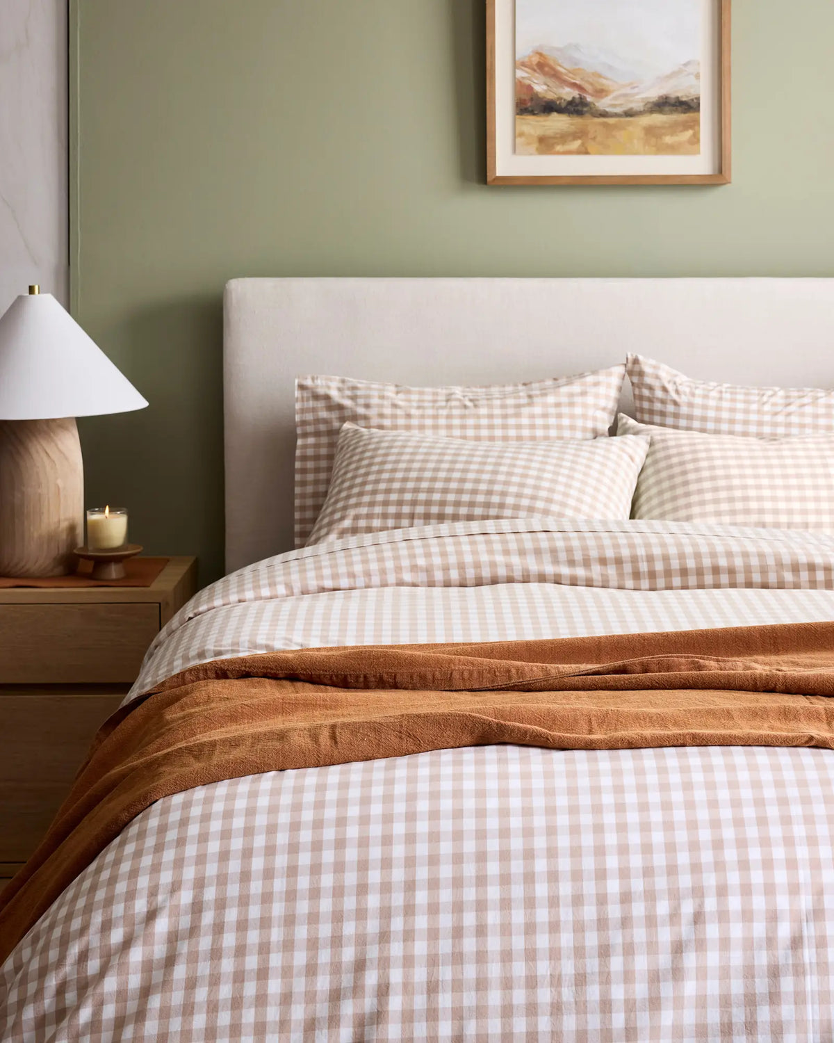 Organic Crisp Percale Gingham Duvet Cover Set - US 1628