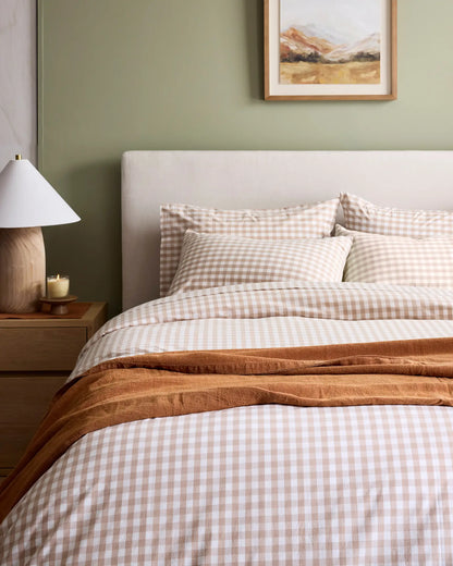 Organic Crisp Percale Gingham Sham Set - US 5455