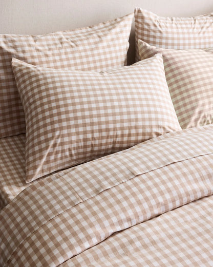 Organic Crisp Percale Gingham Duvet Cover Set - US 1628