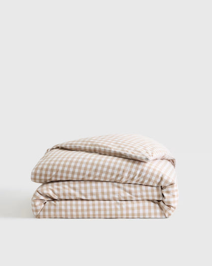 Organic Crisp Percale Gingham Duvet Cover - US 6134