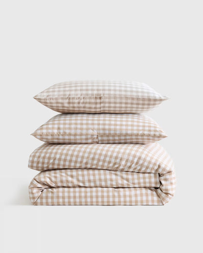 Organic Crisp Percale Gingham Duvet Cover Set - US 1628