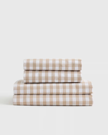 Organic Crisp Percale Gingham Sheet Set - US 0422