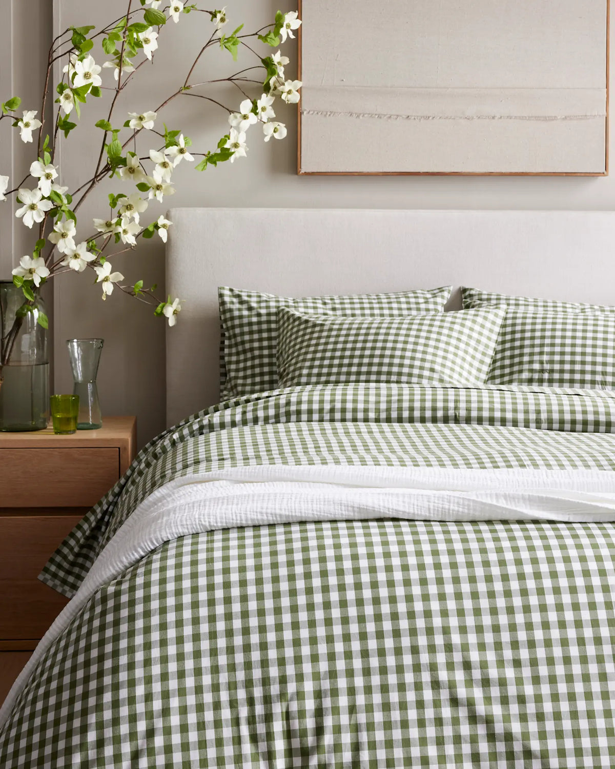 Organic Crisp Percale Gingham Sham Set - US 7046