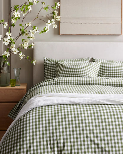 Organic Crisp Percale Gingham Sham Set - US 7046