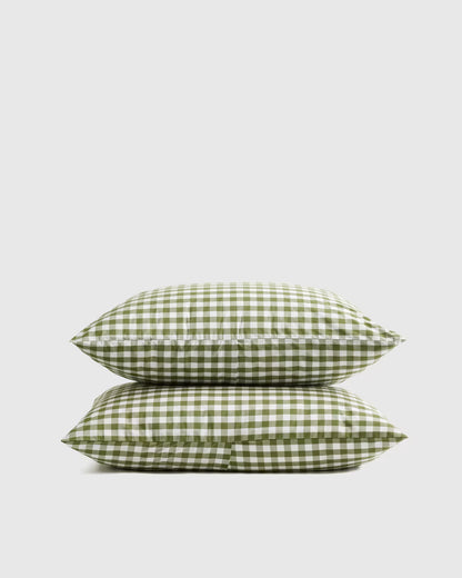 Organic Crisp Percale Gingham Sham Set - US 7046
