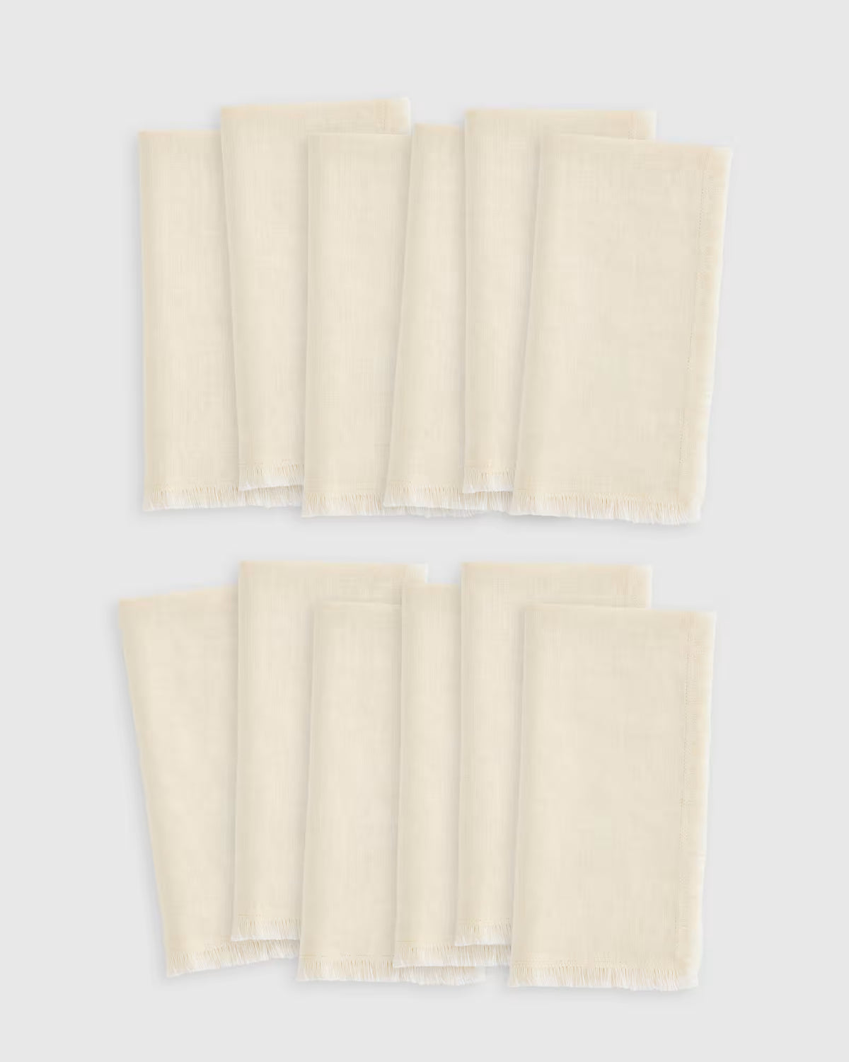 European Linen Fringe Napkins, Set of 12 - US 6046