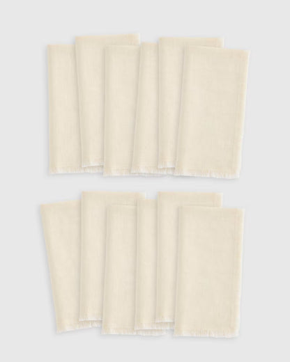 European Linen Fringe Napkins, Set of 12 - US 6046
