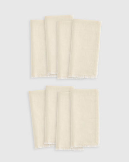 European Linen Fringe Napkins, Set of 8 - US 8142