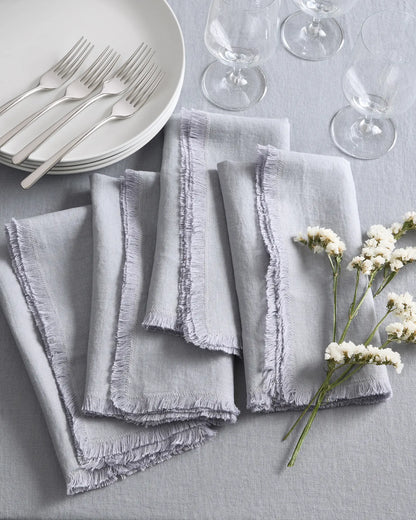 European Linen Fringe Napkins, Set of 12 - US 5317