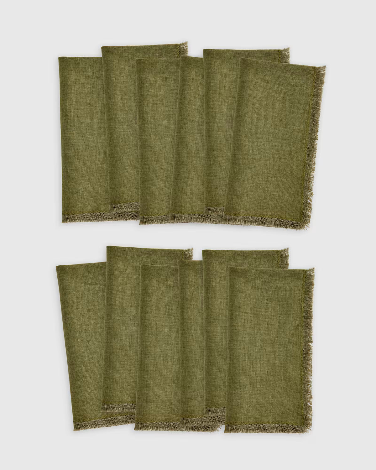 European Linen Fringe Napkins, Set of 12 - US 6693
