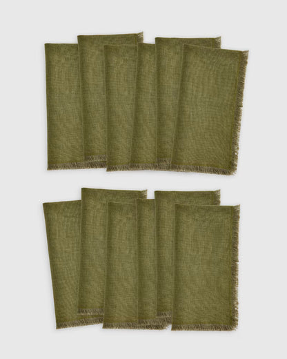 European Linen Fringe Napkins, Set of 12 - US 6693