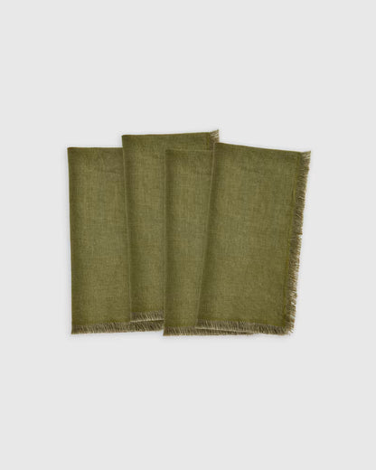 European Linen Fringe Napkins, Set of 4 - US 9284