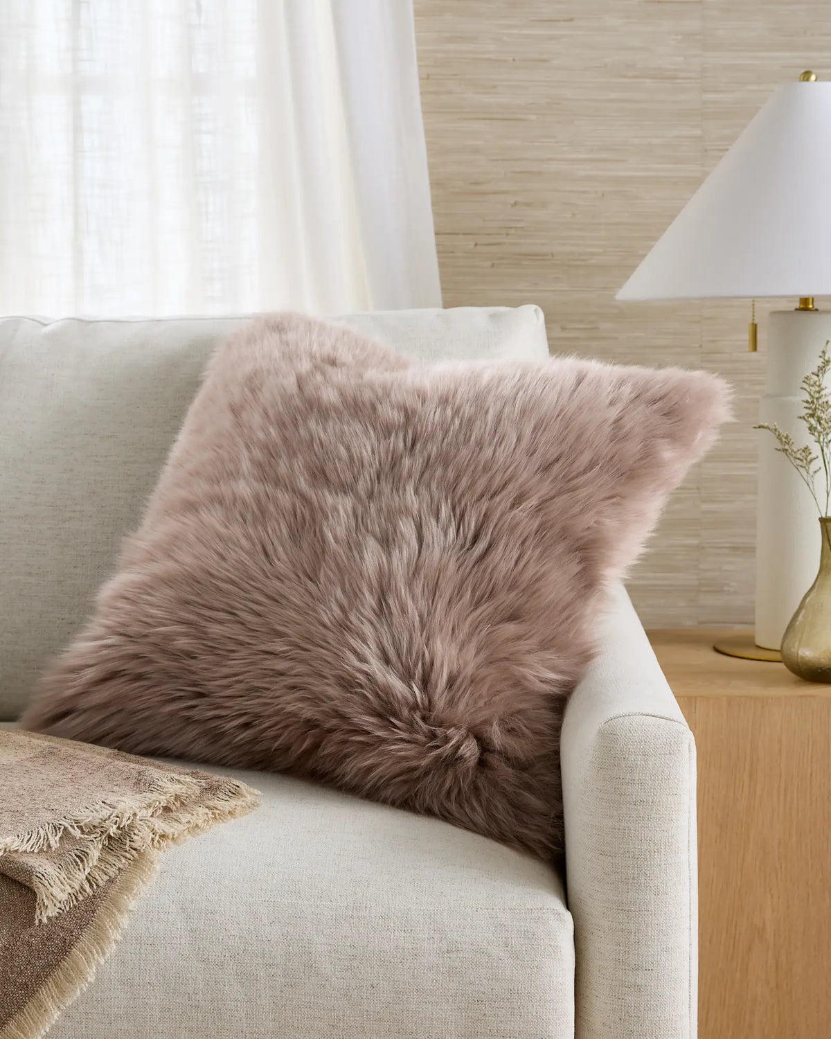 Natural Sheepskin Accent Pillow Cover - US 4262