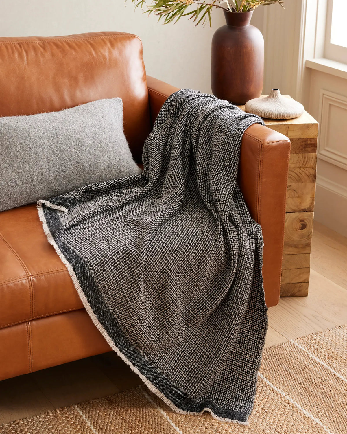Lightweight Cashmere Wool Patterned Throw - US 6174
