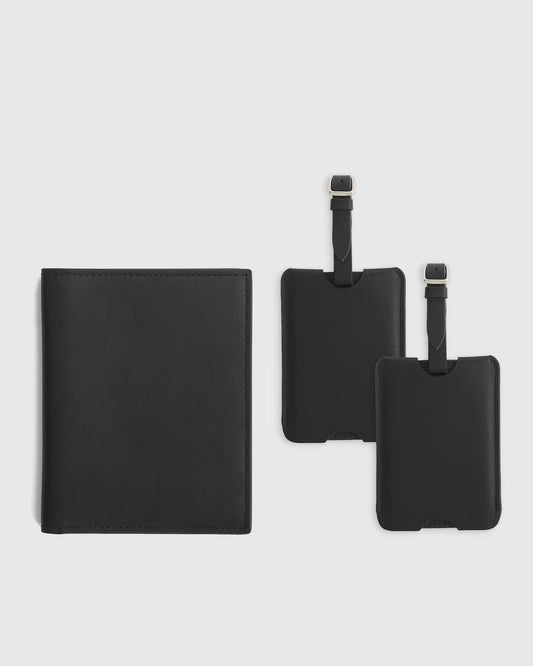 Nappa Leather RFID Blocking Passport Holder & Luggage Tags Set - US 8672