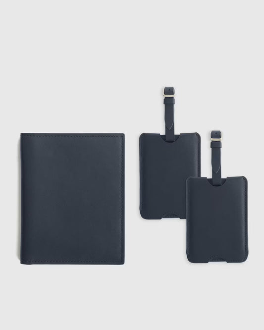 Nappa Leather RFID Blocking Passport Holder & Luggage Tags Set - US 9410