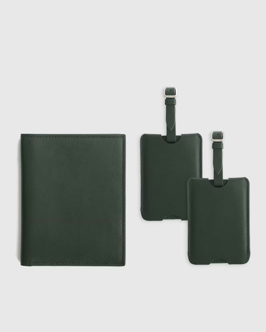 Nappa Leather RFID Blocking Passport Holder & Luggage Tags Set - US 3126